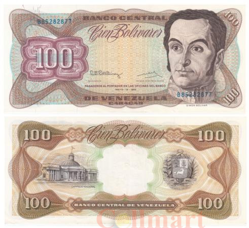  Бона. Венесуэла 100 боливаров 1992 год. Симон Боливар. (VF+) 
