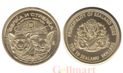 Памятный жетон. Силенд. 10 долларов 2025 год. История Российской космонавтики - Белка и Стрелка.