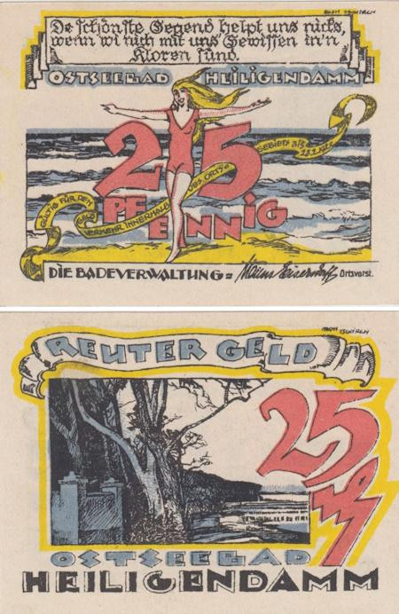  Бона. Германия. Хайлигендамм 25 пфеннигов 1921 год. Нотгельд. (XF) 