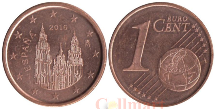  Испания. 1 евроцент 2016 год. 