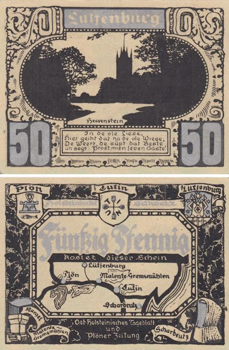  Бона. Германия. Лютенбург 50 пфеннигов без года (вариант 6). Нотгельд. (XF) 