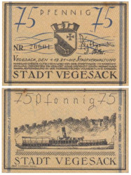 Бона. Германия. Вегесак 75 пфеннигов 1921 год. Нотгельд. (VF)