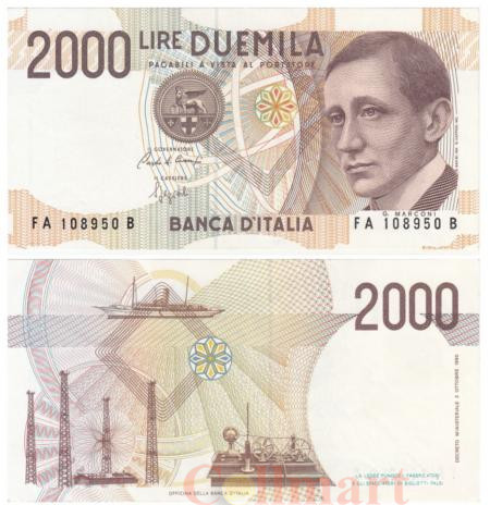  Бона. Италия 2000 лир 1990 год. Гульельмо Маркони. (AU) 