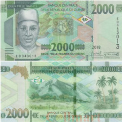 Бона. Гвинея 2000 франков 2018 год. Мужчина. (Пресс)
