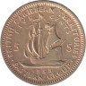  Восточные Карибы. 5 центов 1955 год. Галеон "Золотая лань" сэра Френсиса Дрейка. 