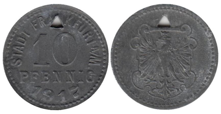  Германия. Франкфурт-на-Майне. 10 пфеннигов 1917 год. Нотгельд. 