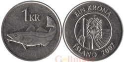 Исландия. 1 крона 2007 год. Треска.