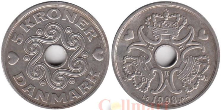  Дания. 5 крон 1998 год. 