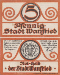 Бона. Германия. Ванфрид 5 пфеннигов 1920 год. Нотгельд. (XF)