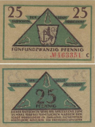 Бона. Германия. Дюссельдорф 25 пфеннигов 1919 год. Нотгельд. (XF)