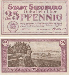 Бона. Германия. Зигбург 25 пфеннигов 1921 год. Нотгельд. (XF)