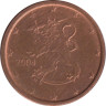  Финляндия. 1 евроцент 2004 год. Геральдический лев. 