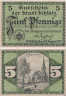  Бона. Германия. Шлайц (Тюрингия) 5 пфеннигов 1919 год. Нотгельд. (XF) 