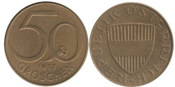 Австрия. 50 грошей 1972 год.
