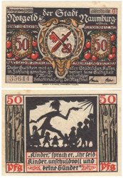 Бона. Германия. Наумбург 50 пфеннигов 1920 год. Аверс с вишенками, литера G. Нотгельд. (VF) 