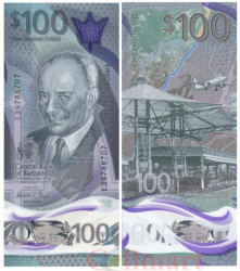 Бона. Барбадос 100 долларов 2022 год. Сэр Грантли Адамс. (Пресс)