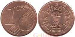 Австрия. 1 евроцент 2002 год. Горечавка.