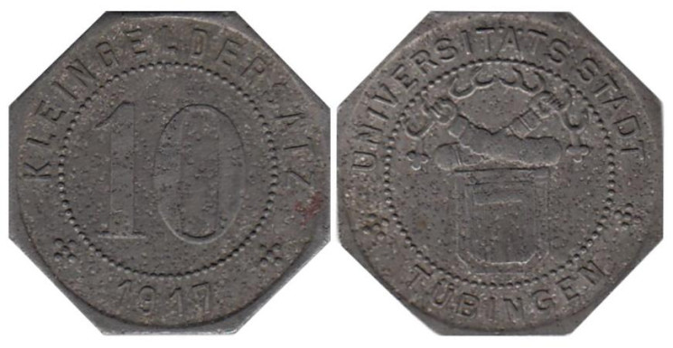  Германия. Тюбинген. 10 пфеннигов 1917 год. Нотгельд. 