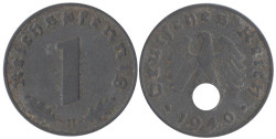 Германия - Третий рейх. 1 рейхспфенниг 1940 год. Цинк. (B)