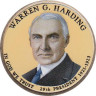 США. 1 доллар 2014 год. 29-й президент Уоррен Гардинг (1921–1923). цветное покрытие. 