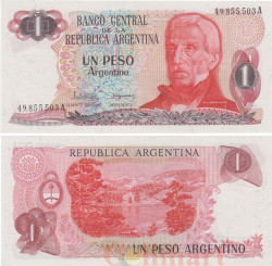 Бона. Аргентина 1 песо 1983-84 год. Хосе де Сан-Мартин. (Пресс)