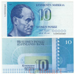Бона. Финляндия 10 марок 1986 год. Пааво Нурми. (XF-AU)