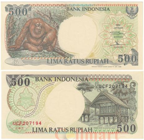  Бона. Индонезия 500 рупий 1995 год. Орангутан. (XF-AU) 