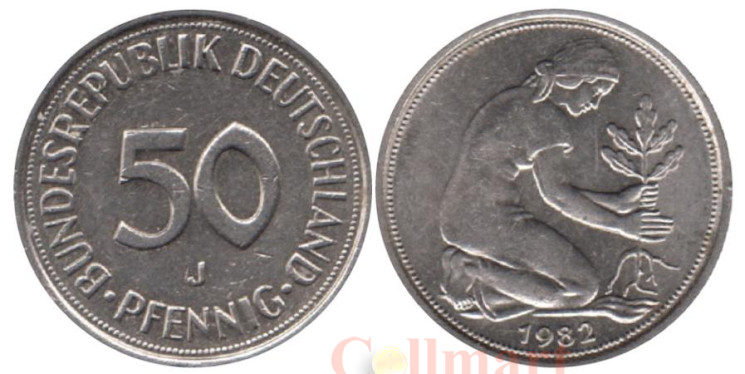  ФРГ. 50 пфеннигов 1982 год. (J) 