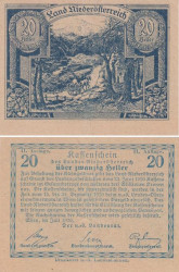 Бона. Австрия. Региональные выпуски - Нижняя Австрия 20 геллеров 1920 год (11-я редакция). Нотгельд. (VF)