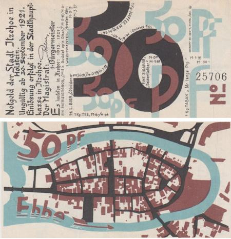 Бона. Германия. Итцехо 50 пфеннигов 1921 год. Нотгельд. (XF) 