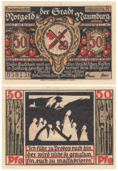 Бона. Германия. Наумбург 50 пфеннигов 1920 год. Аверс с вишенками, литера H. Нотгельд. (XF)