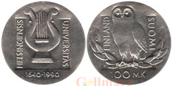 Финляндия. 100 марок 1990 год. 350 лет Хельсинкскому университету.