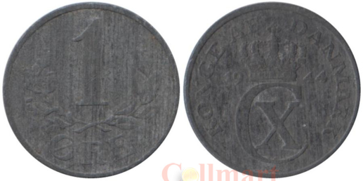  Дания. 1 эре 1944 год. Король Кристиан X. 