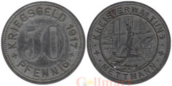 Германия. Меттман. 50 пфеннигов 1917 год. Памятник. Нотгельд.