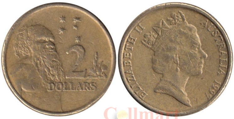  Австралия. 2 доллара 1997 год. Австралийский абориген. 