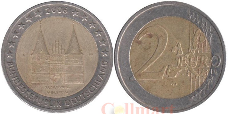  Германия. 2 евро 2006 год. Голштинские ворота в Любеке, Шлезвиг-Гольштейн. (A) 