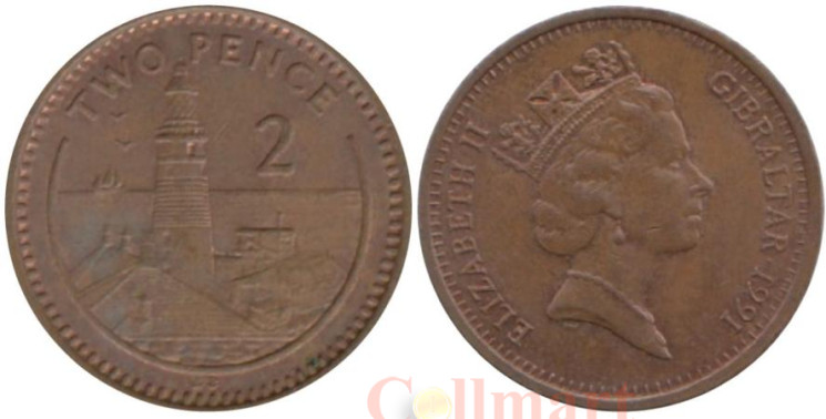  Гибралтар. 2 пенса 1991 год. Маяк. (AB) 