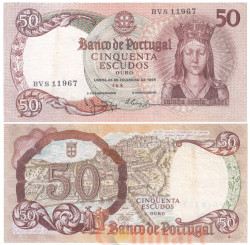 Бона. Португалия 50 эскудо 1964 год. Елизавета Святая. (VF)