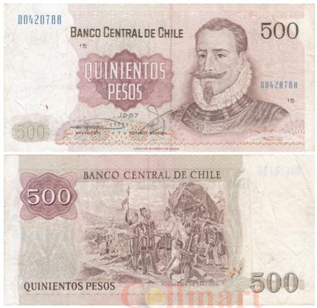  Бона. Чили 500 песо 1987 год. Педро де Вальдивия. (F-VF) 