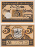  Бона. Германия. Райхенбах-им-Фогтланд 5 пфеннигов 1919 год. Нотгельд. (XF) 