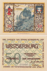 Бона. Германия. Вестербург 50 пфеннигов 1920 год. Вассальный дом Ирмтраутше. Нотгельд. (XF)