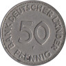  Германия (ФРГ). 50 пфеннигов 1949 год. Женщина, сажающая росток дуба. (F) 