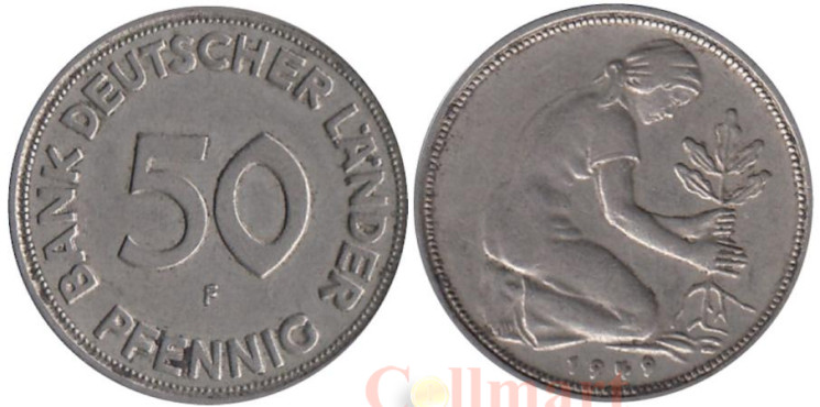  ФРГ. 50 пфеннигов 1949 год. (F) 