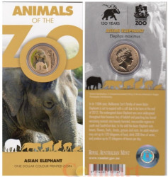 Австралия. 1 доллар 2012 год. Животные в зоопарке - Азиатский слон.