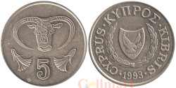 Кипр. 5 центов 1993 год. Бык.