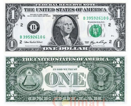  Бона. США 1 доллар 2006 год. Джордж Вашингтон. (Пресс) 