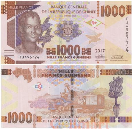 Бона. Гвинея 1000 франков 2017 год. Женщина. (Пресс) 