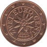  Австрия. 2 евроцента 2002 год. Эдельвейс. 