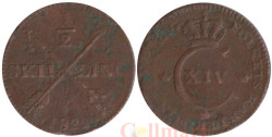 Швеция. 1/2 скиллинга 1829 год. Король Карл XIV Юхан.