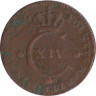  Швеция. 1/2 скиллинга 1829 год. Король Карл XIV Юхан. 